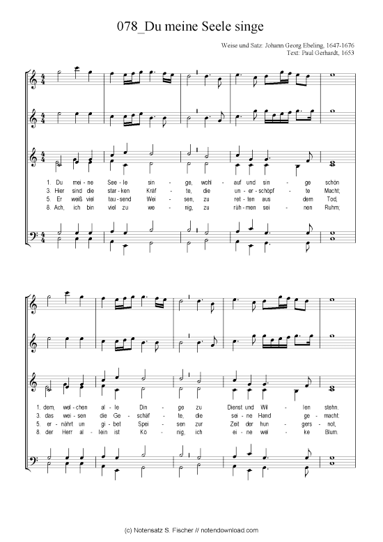 Du meine Seele singe (Gemischter Chor) (Gemischter Chor) von Chorsatz Alte Meister