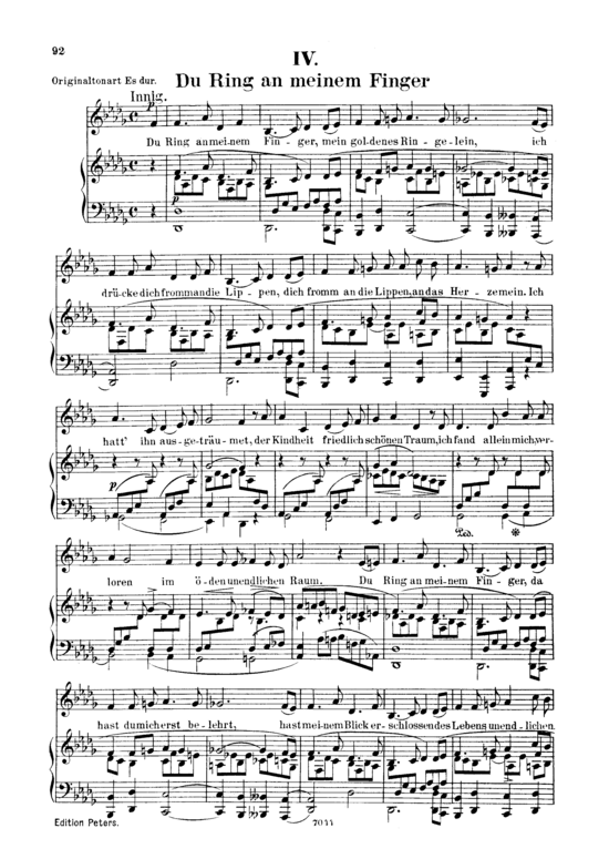 Du ring an meinem finger Op.42 No.4 (Gesang tief + Klavier) (Klavier  Gesang tief) von Robert Schumann