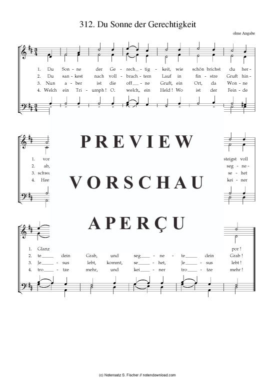 Du Sonne der Gerechtigkeit (Gemischter Chor) (Gemischter Chor) von unbekannter Verfasser