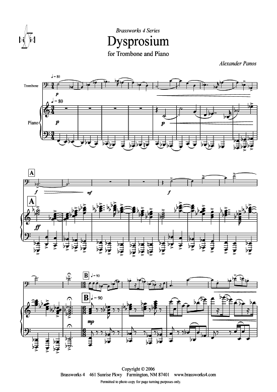 Dysprosium (Posaune + Klavier) (Klavier  Posaune) von Alexander Panos