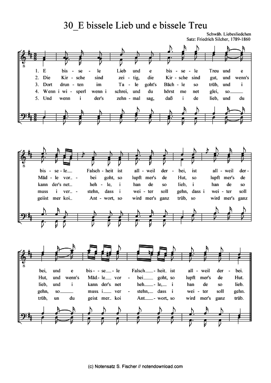 E bissele Lieb und e bissele Treu (M nnerchor) (M nnerchor) von Friedrich Silcher (1789-1860)