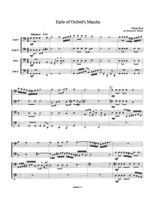 Earle of Oxford acute s March (Tuba Quartett EETT) (Quartett (Tuba)) von William Byrd
