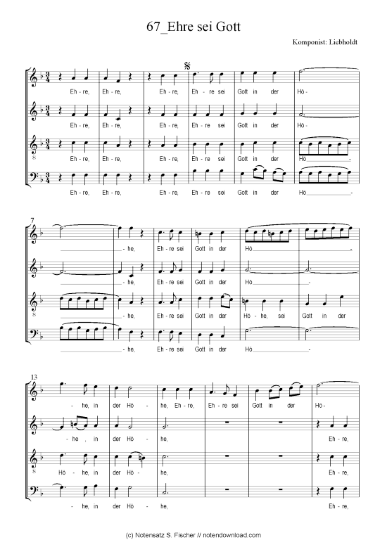 Ehre sei Gott (Gemischter Chor) (Gemischter Chor) von Liebholdt Weihnachtsmotette ber Luc. 2 14