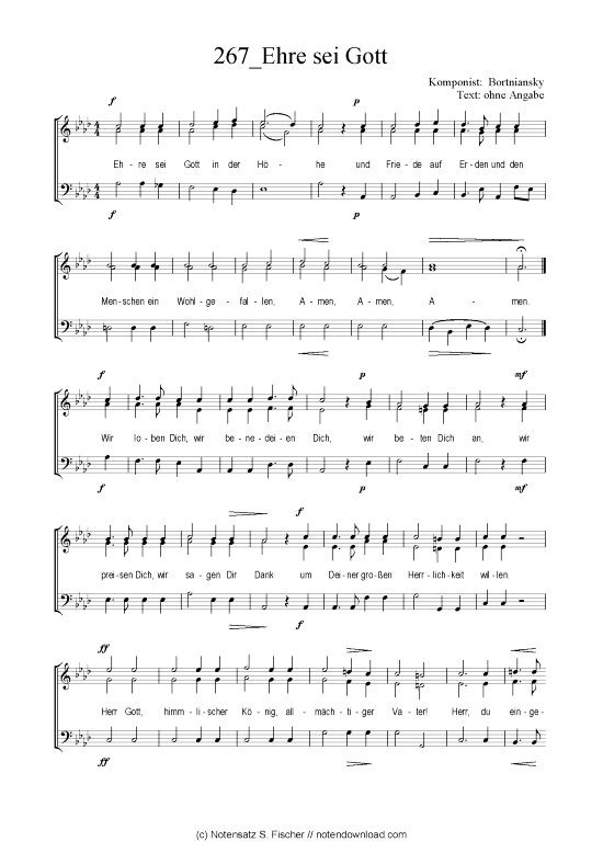 Ehre sei Gott (Gemischter Chor SAB) (Gemischter Chor (SAB)) von Bortniansky