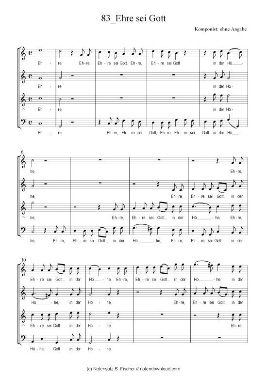 Ehre sei Gott (Gemischter Chor) (Gemischter Chor) von Weihnachtsmotette ber Luc. 2 14