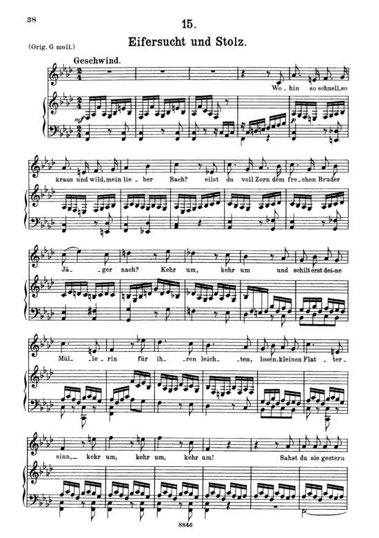 Eifersucht und Stolz D.795-15 (Die Sch ne M llerin) (Gesang mittel + Klavier) (Klavier  Gesang mittel) von Schubert Franz