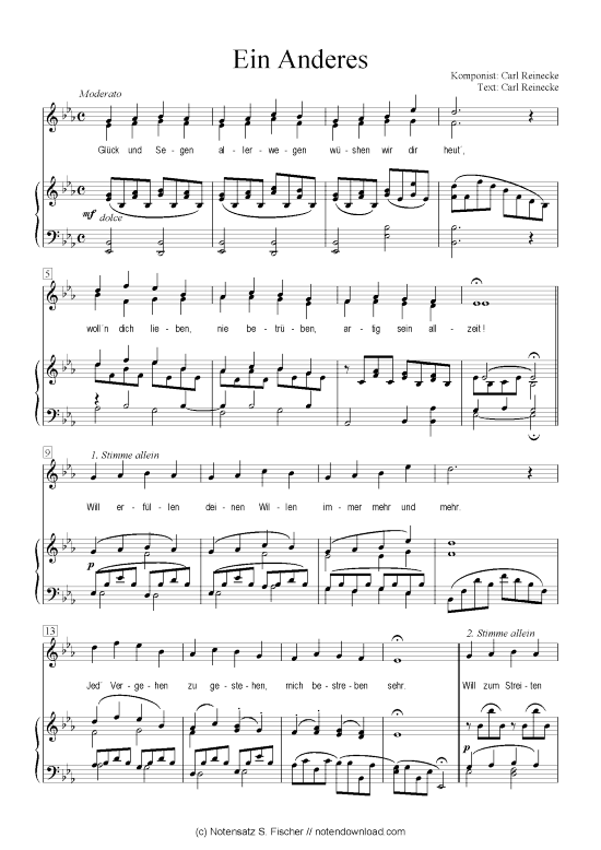 Ein Anderes (Klavier + Gesang) (Klavier  Gesang) von Carl Reinecke  Carl Reinecke