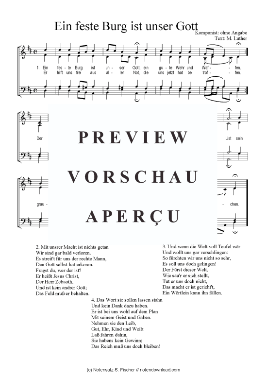 Ein feste Burg ist unser Gott (Gemischter Chor) (Gemischter Chor) von ohne Angabe  M. Luther