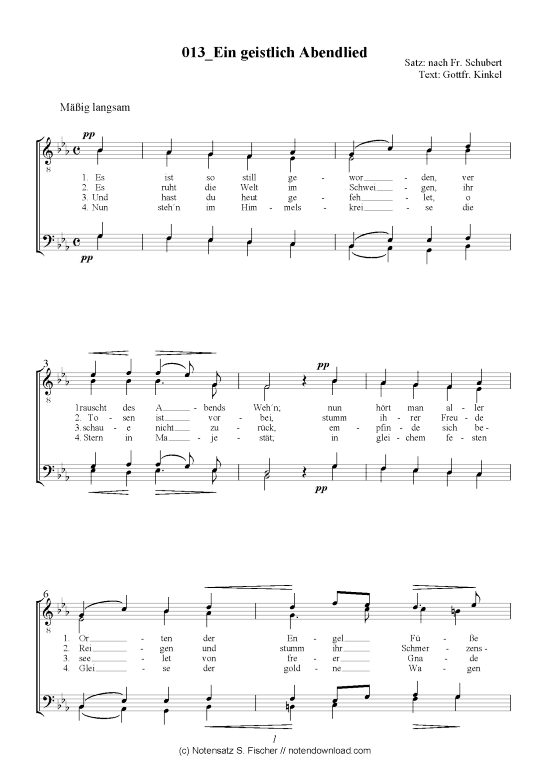 Ein geistlich Abendlied (M nnerchor) (M nnerchor) von nach Fr. Schubert  Gottfr. Kinkel 