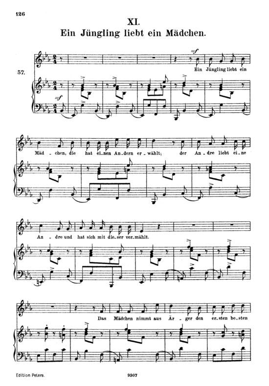 Ein j uuml ngling liebt ein M auml dchen Op.48 No.11 (Gesang hoch + Klavier) (Klavier  Gesang hoch) von Robert Schumann