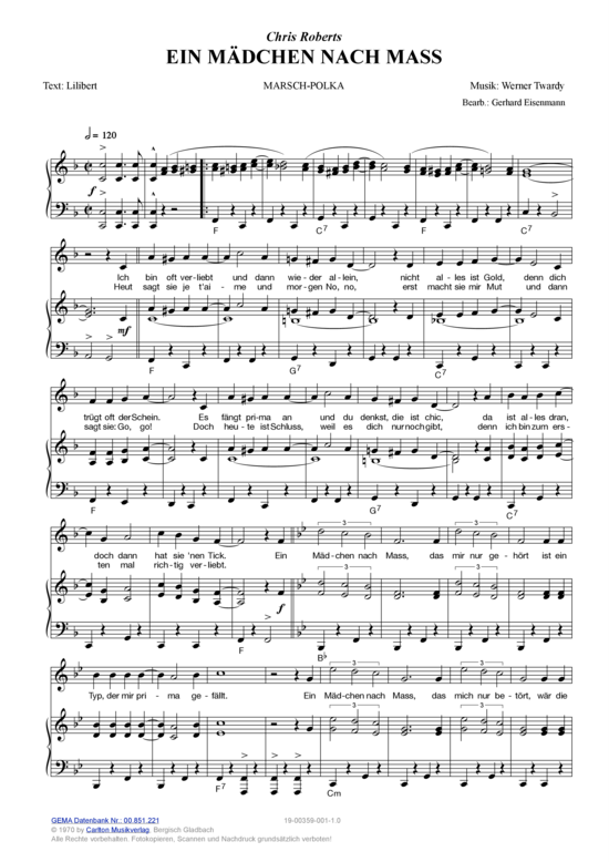 Ein M auml dchen nach Mass (Klavier + Gesang) (Klavier Gesang  Gitarre) von Chris Roberts