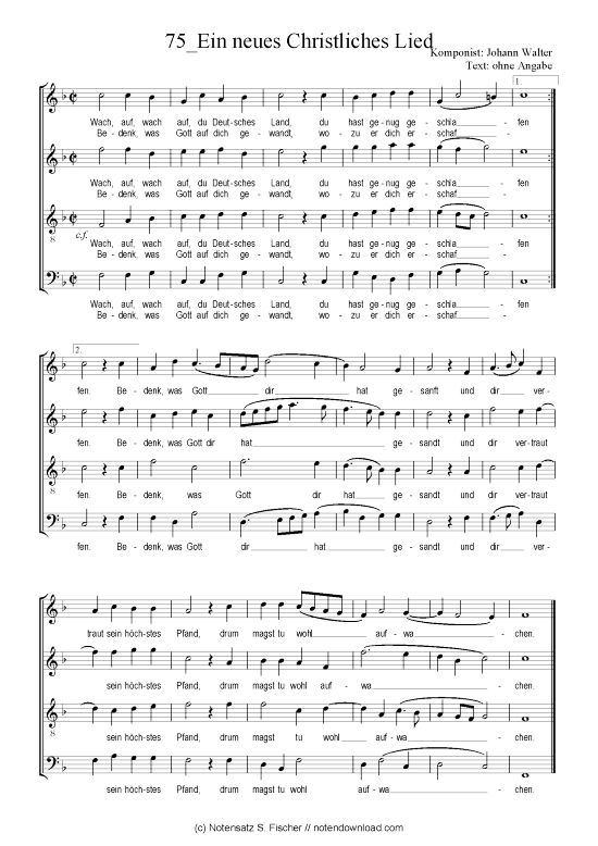 Ein neues Christliches Lied (Gemischter Chor) (Gemischter Chor) von Johann Walter 
