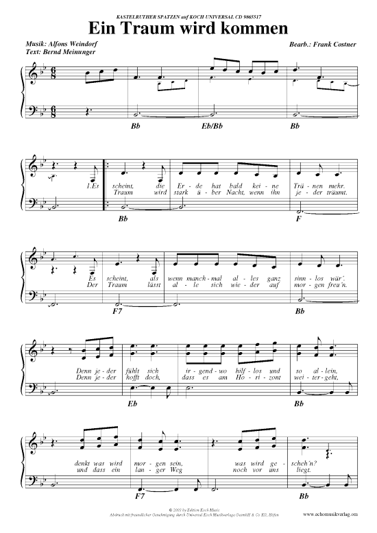 Ein Traum wird kommen (Klavier Gesang  Gitarre) von Kastelruther Spatzen