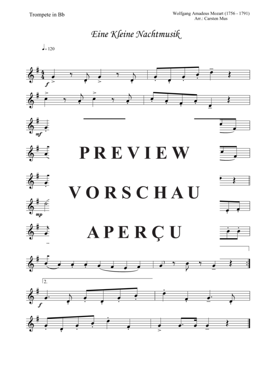 Eine Kleine Nachtmusik (Trompete in B Solo) (Trompete) von Wolfgang Amadeus Mozart