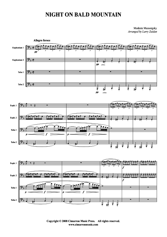 Eine Nacht auf dem kahlen Berge (Tuba Quartett 2x Bariton 2xTuba) (Quartett (Tuba)) von Modest P. Mussorgski