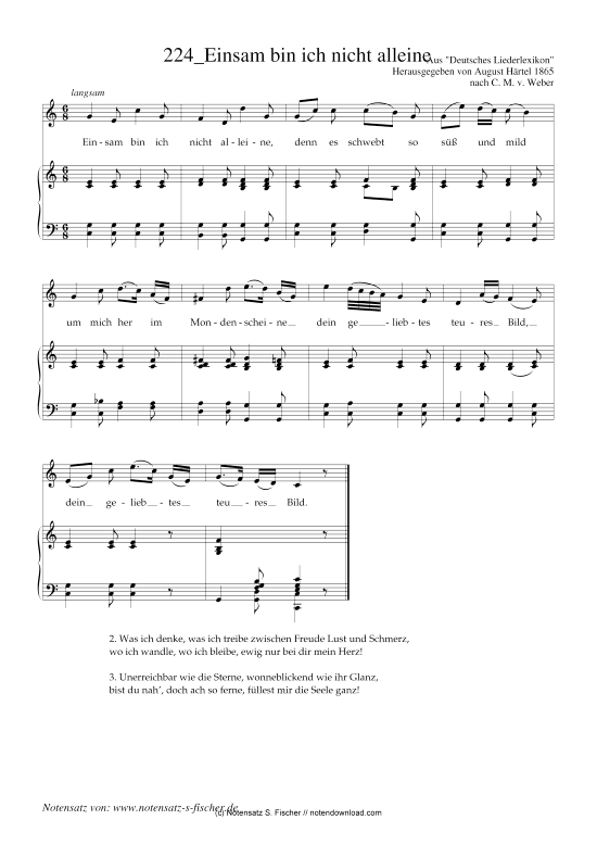 Einsam bin ich nicht alleine (Klavier + Gesang) (Klavier  Gesang) von Carl Maria von Weber 1786-1826