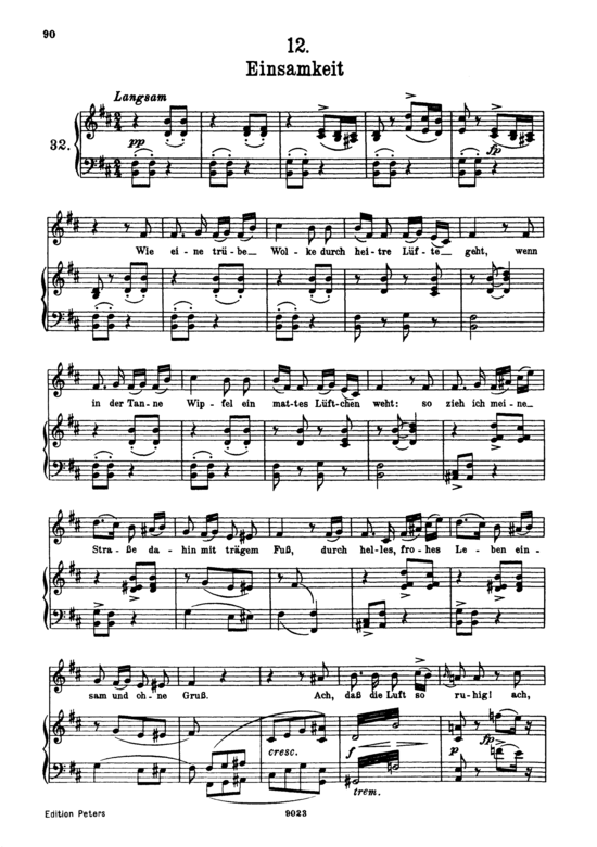Einsamkeit D.911-12 (Winterreise) (Gesang hoch + Klavier) (Klavier  Gesang hoch) von Franz Schubert