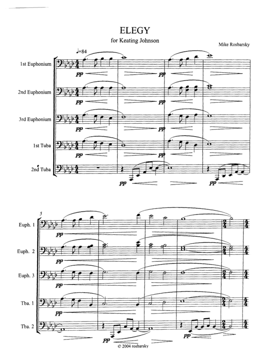 Elegy (Tuba Quintett EEETT) (Quintett (Tuba)) von Michael Rosbarsky
