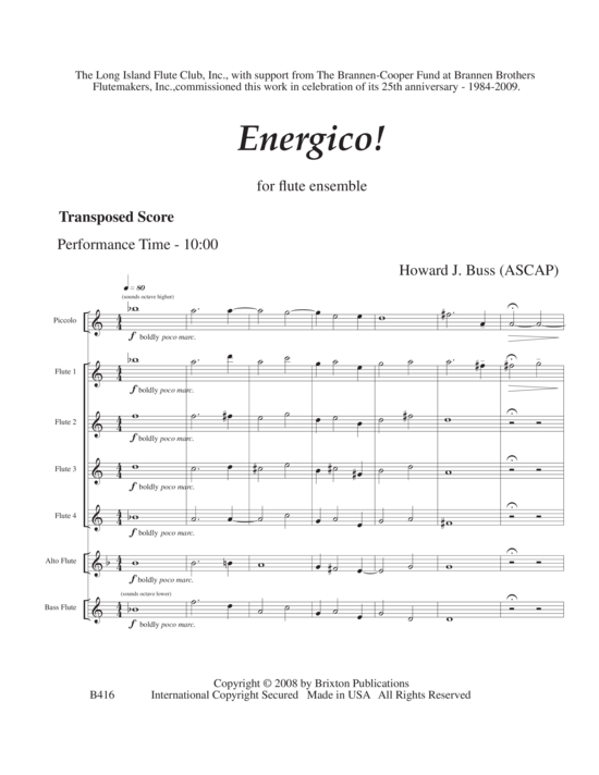 Energico (Pikkolo 4 Fl ten Alt Fl te und Bass Fl te) (Ensemble (Holzbl ser)) von Howard J. Buss 
