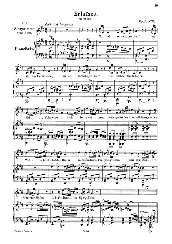 Erlafsee D.586 (Gesang mittel + Klavier) (Klavier  Gesang mittel) von Franz Schubert