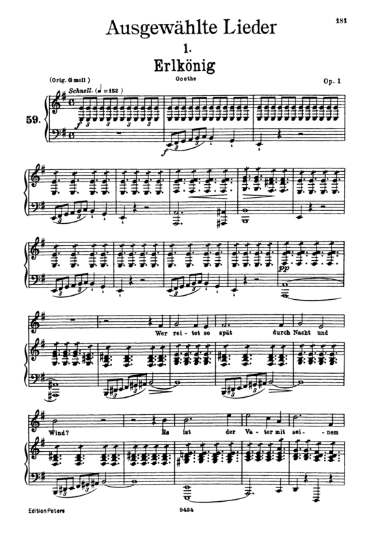 Erlk ouml nig D.328 (Gesang tief + Klavier) (Klavier  Gesang tief) von Franz Schubert