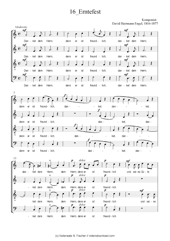 Erntefest (Gemischter Chor) (Gemischter Chor) von David Herrmann Engel (1816-1877)