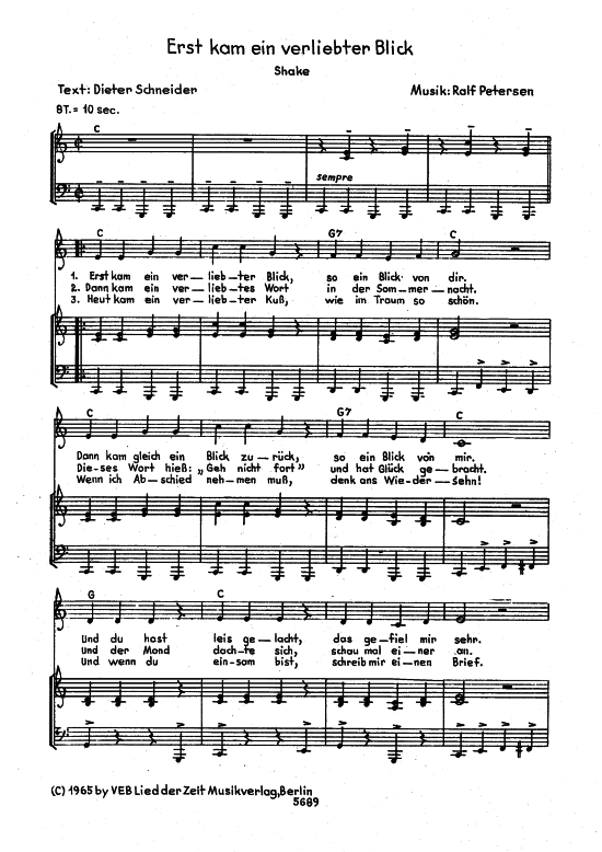 Erst kam ein verliebter Blick (Klavier + Gesang) (Klavier Gesang  Gitarre) von Michael Heymann  Die Kolibris