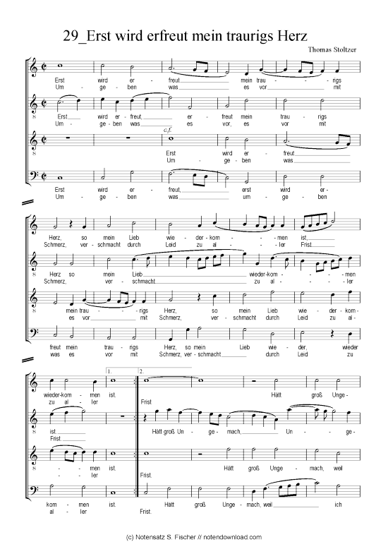 Erst wird erfreut mein traurigs Herz (Gemischter Chor) (Gemischter Chor) von Thomas Stoltzer (1450-1526)