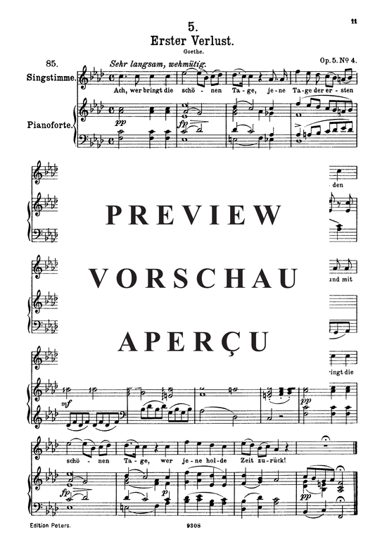 Erster Verlust D.226 (Gesang hoch + Klavier) (Klavier  Gesang hoch) von Franz Schubert