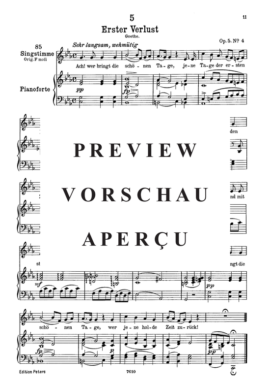 Erster Verlust D.226 (Gesang tief + Klavier) (Klavier  Gesang tief) von Franz Schubert