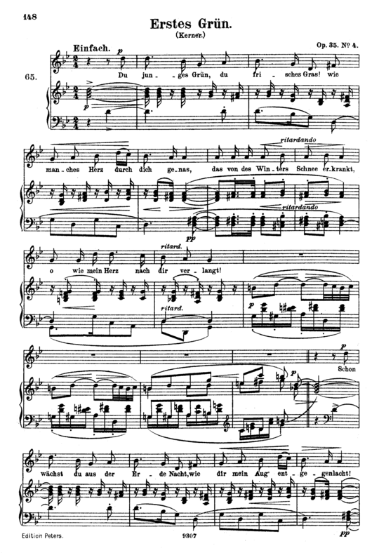Erstes Gr uuml n Op. 35 No.4 (Gesang hoch + Klavier) (Klavier  Gesang hoch) von Robert Schumann