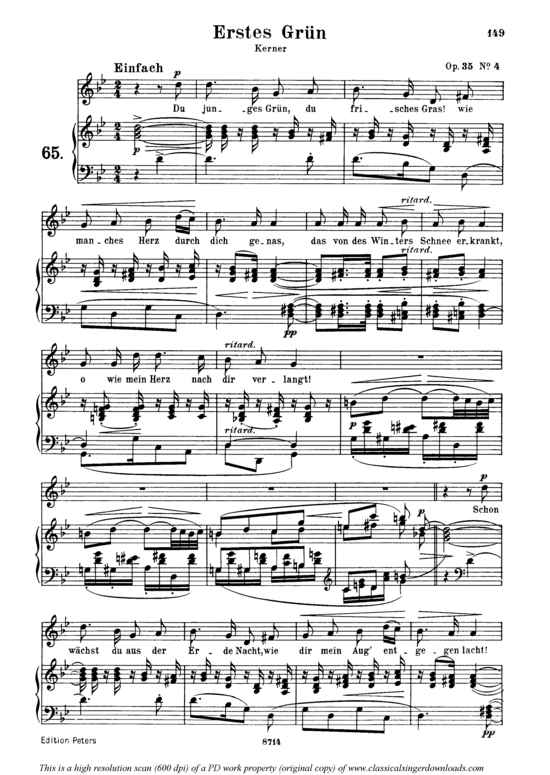 Erstes Gr uuml n Op. 35 No.4 (Gesang mittel + Klavier) (Klavier  Gesang mittel) von Robert Schumann