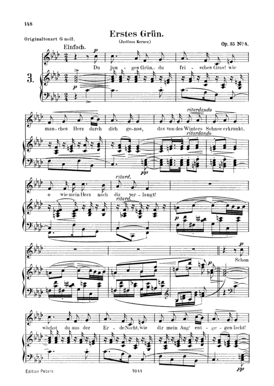 Erstes Gr n Op. 35 No.4 (Gesang tief + Klavier) (Klavier  Gesang tief) von Robert Schumann