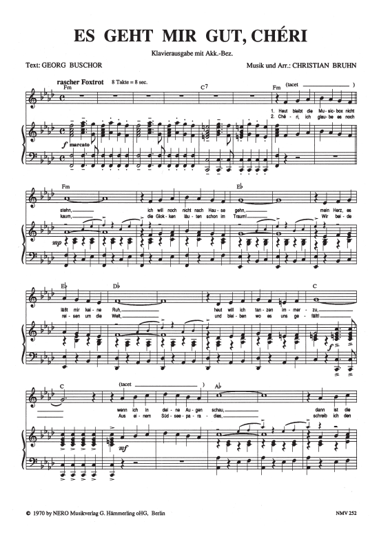 Es geht mir gut Cheri (Klavier + Gesang) (Klavier Gesang  Gitarre) von Mireille Mathieu