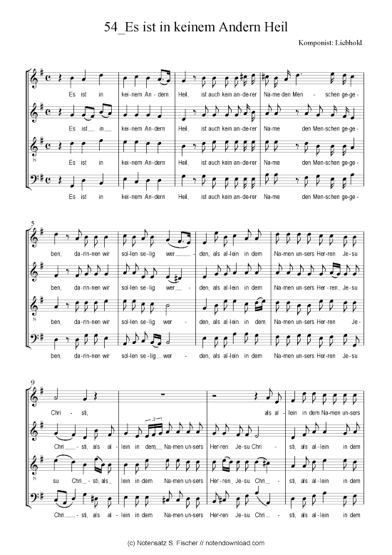 Es ist in keinem Andern Heil (Gemischter Chor) (Gemischter Chor) von Liebhold  Weihnachtsmotette ber Apost.-Gesch. 4 12