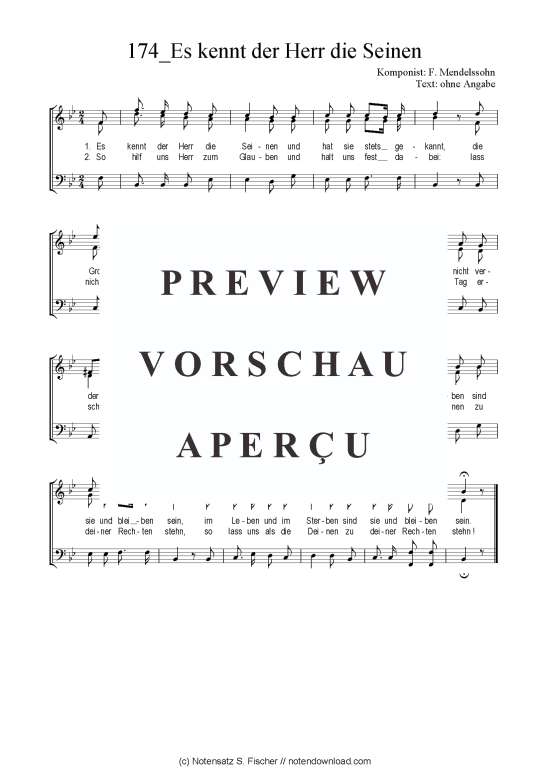 Es kennt der Herr die Seinen (Gemischter Chor SAB) (Gemischter Chor (SAB)) von F. Mendelssohn