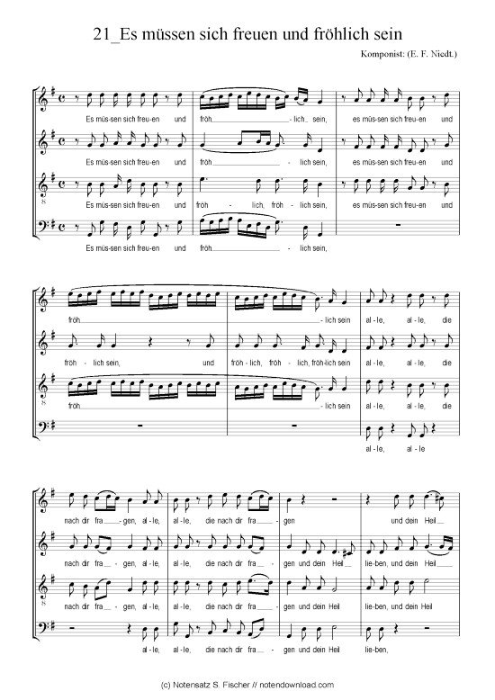 Es m ssen sich freuen und fr hlich sein (Gemischter Chor) (Gemischter Chor) von (E. F. Niedt.)  Weihnachtsmotette ber Ps. 40 17