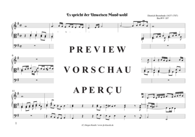 Es spricht der Unweisen Mund wohl (BuxWV 187 DIN A3) (Orgel Solo) (Orgel Solo) von Dietrich Buxtehude