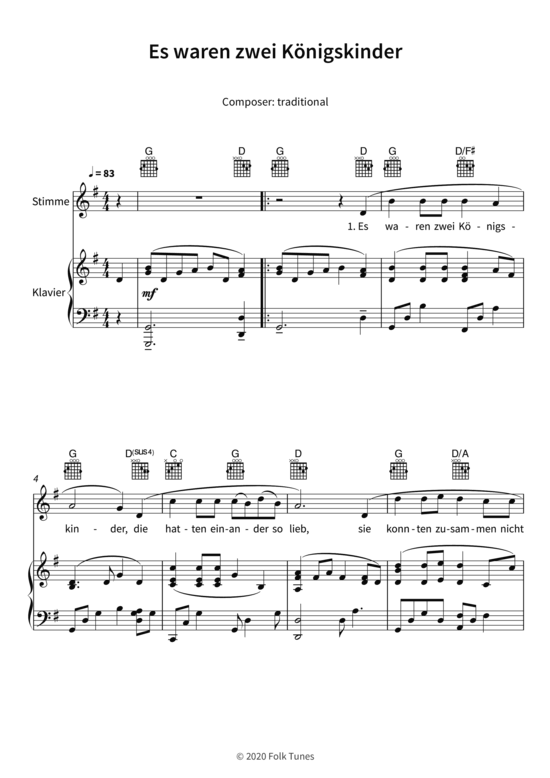 Es waren zwei K nigskinder (Gesang + Klavier Gitarre) (Klavier  Gesang) von traditional