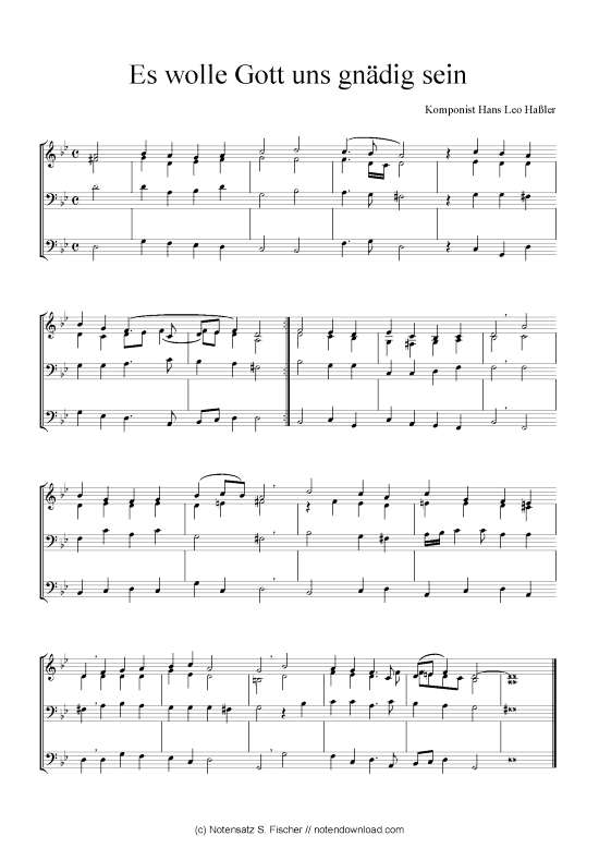 Es wolle Gott uns gn dig sein (Quartett in C) (Quartett (4 St.)) von Hans Leo Ha ler