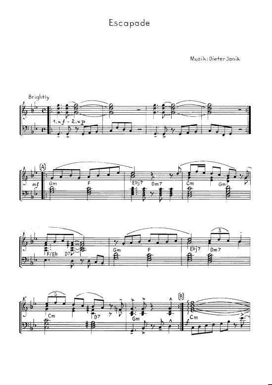 Escapade (Klavier Solo) (Klavier Solo) von sheet music for jazzpiano