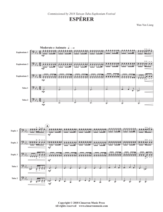Esp eacute rer (Tuba Ensemble EEETT) (Ensemble (Tuba)) von Wan-Yun Liang