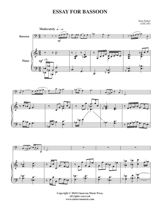 Essay for Bassoon (Fagott + Klavier) (Klavier  Fagott) von Stan Pethel