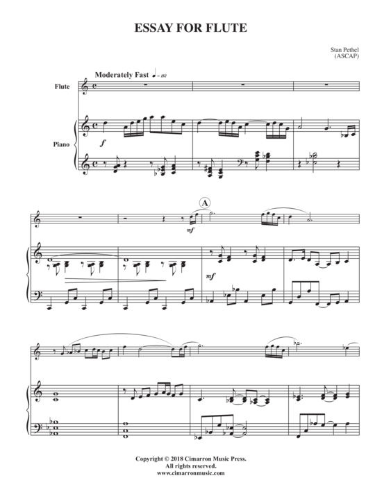 Essay for Flute (Querfl ouml te + Klavier) (Klavier  Querfl te) von Stan Pethel