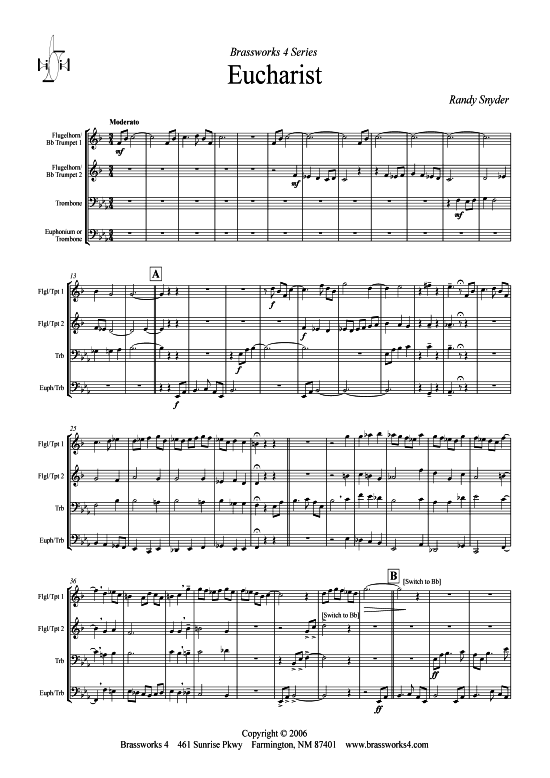 Eucharist (2xTromp in B Horn in F (Pos) Pos) (Quartett (Blech Brass)) von Randy Snyder