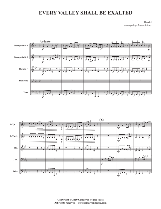 Every Valley Shall Be Exalted (Blechbl auml ser Quintett) (Quintett (Blech Brass)) von Georg Friedrich H auml ndel