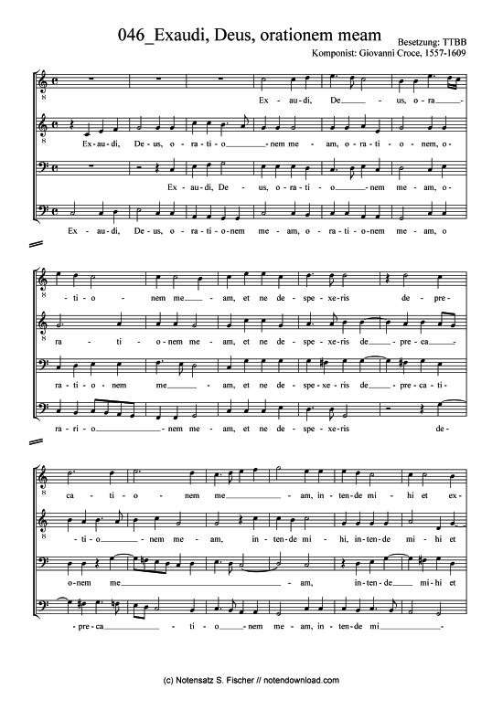Exaudi Deus orationem meam (Gemischter Chor) (M nnerchor) von Giovanni Croce 1557-1609 