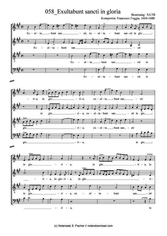 Exultabunt sancti in gloria (Gemischter Chor) (Gemischter Chor) von Francesco Foggia 1604-1688 