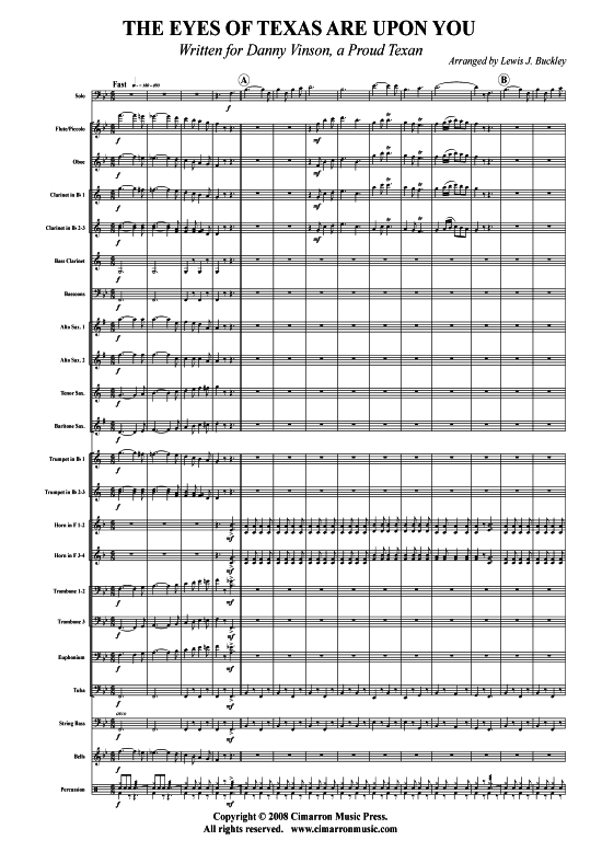 Eyes of Texas - Kurze Zugabe (Trompete Solo + Concert Band) (Concert Band  Solo Instrument) von Traditional (arr. L. Buckley)