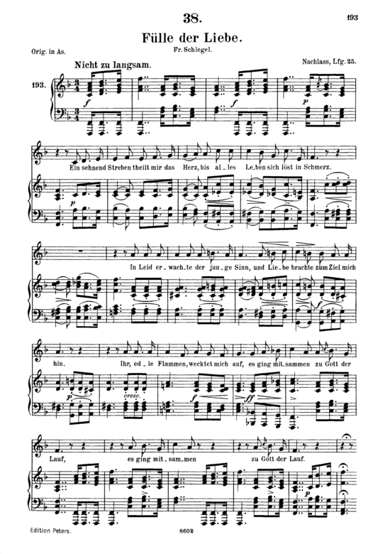 F uuml lle der Liebe D.854 (Gesang mittel + Klavier) (Klavier  Gesang mittel) von Franz Schubert